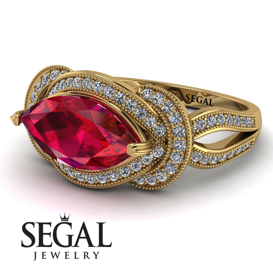 Milgrain Marquise Ruby Engagement Ring - Marley No. 10