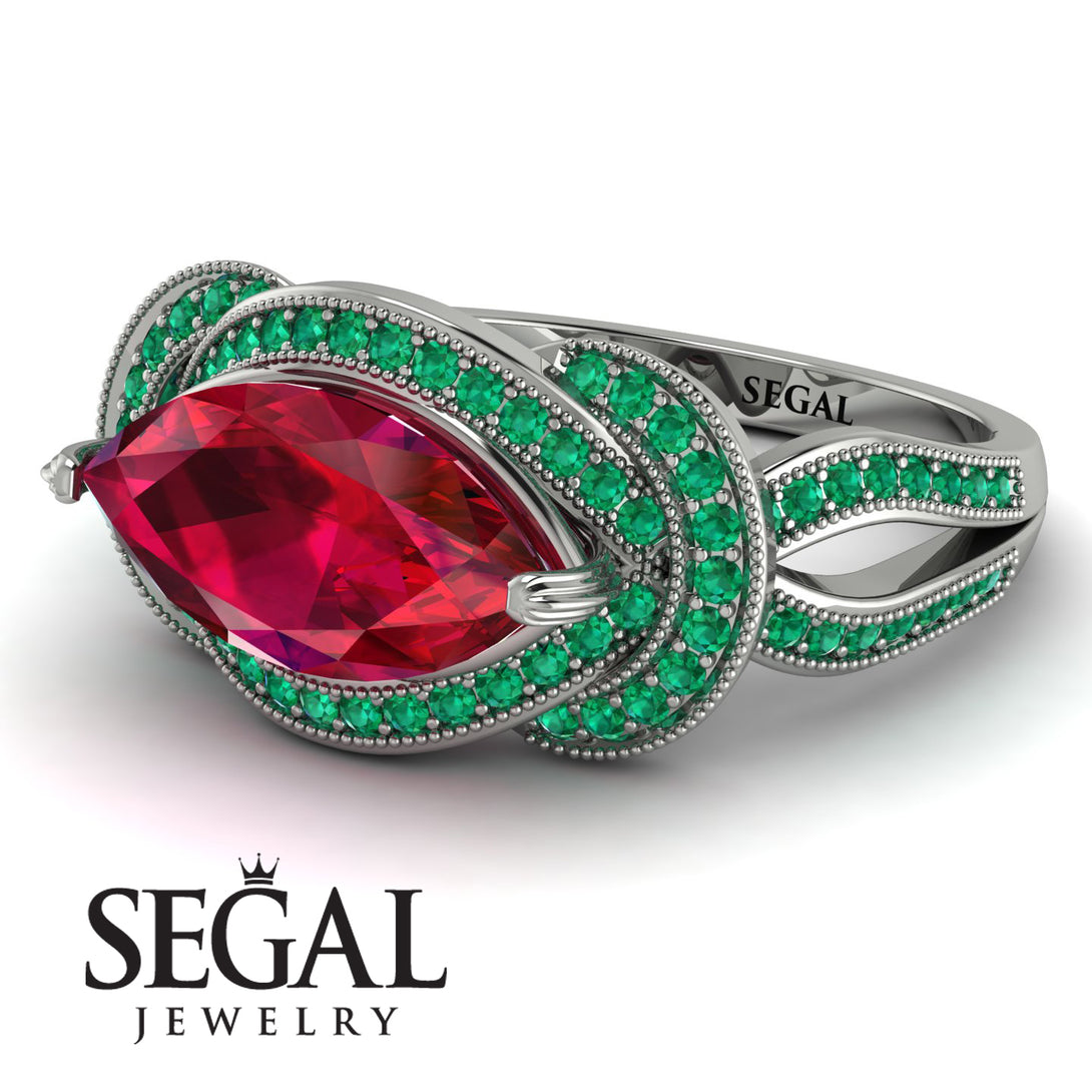 Milgrain Marquise Ruby Engagement Ring - Marley No. 27