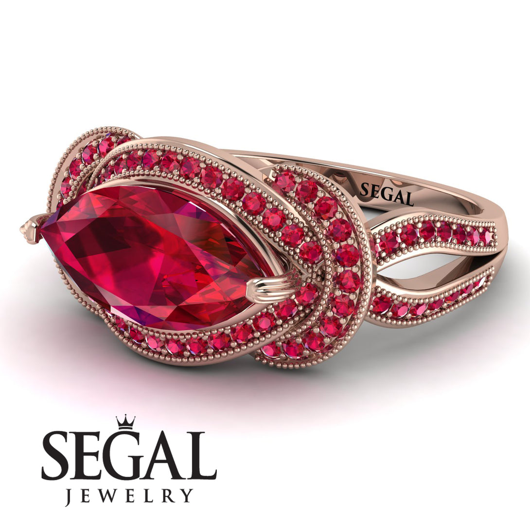 Milgrain Marquise Ruby Engagement Ring - Marley No. 56