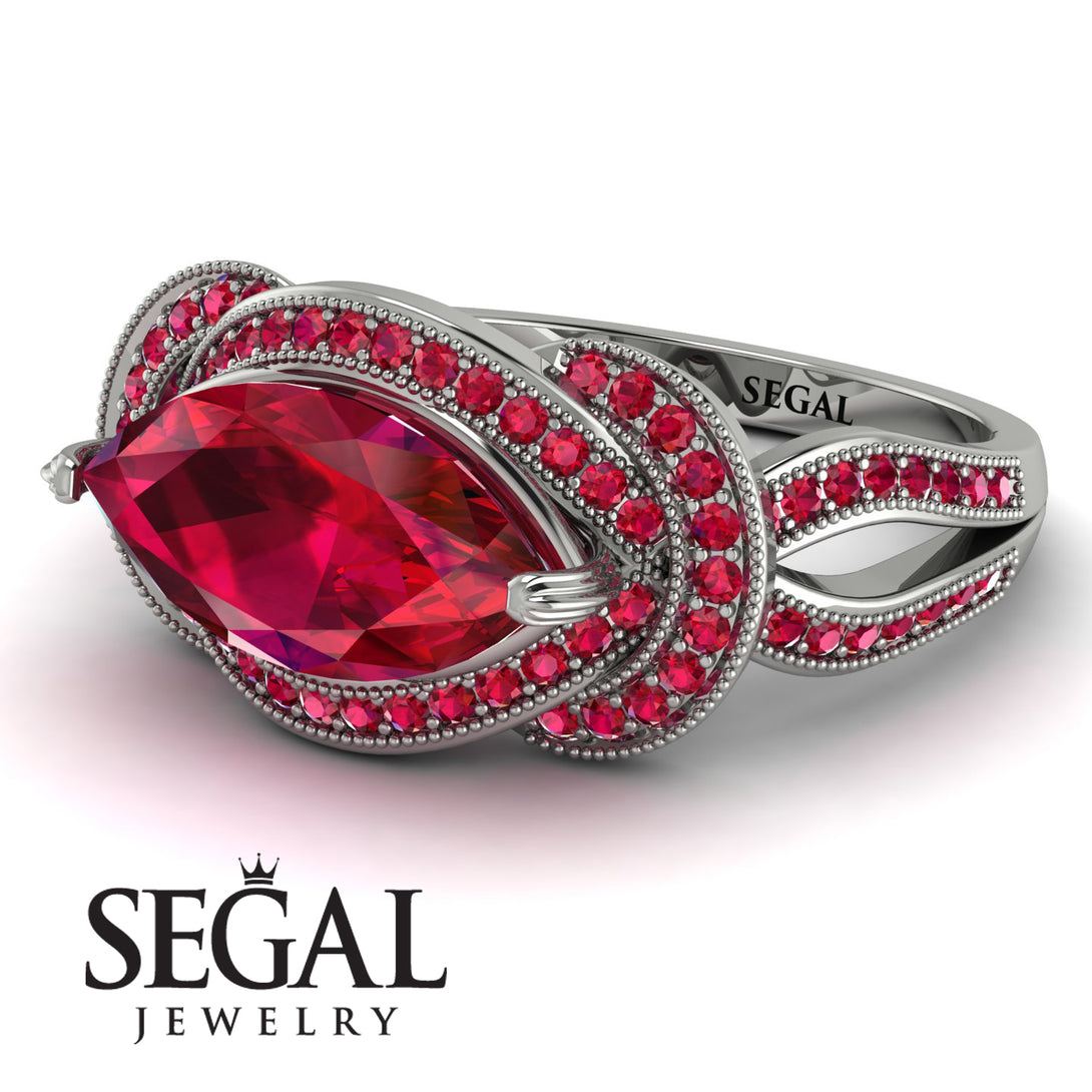 Milgrain Marquise Ruby Engagement Ring - Marley No. 57