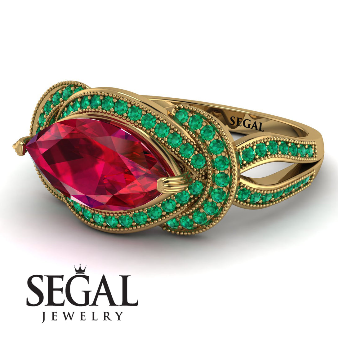 Milgrain Marquise Ruby Engagement Ring - Marley No. 25