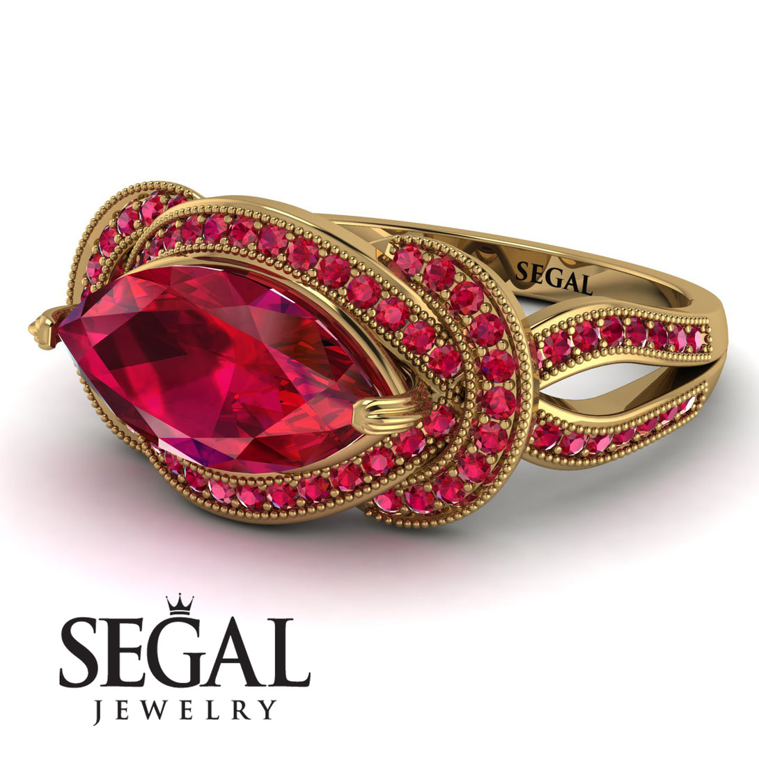 Milgrain Marquise Ruby Engagement Ring - Marley No. 55