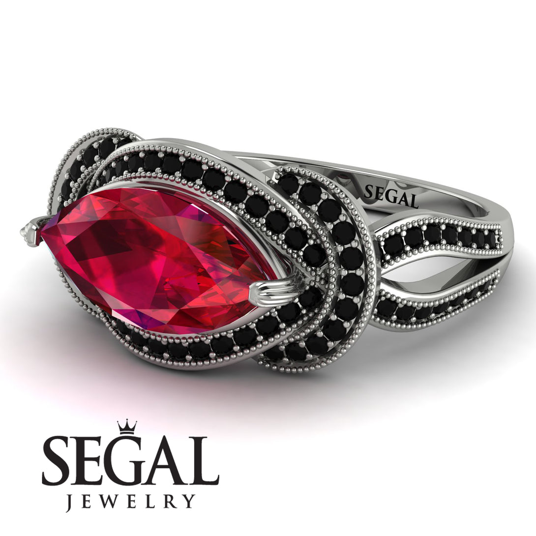 Milgrain Marquise Ruby Engagement Ring - Marley No. 42