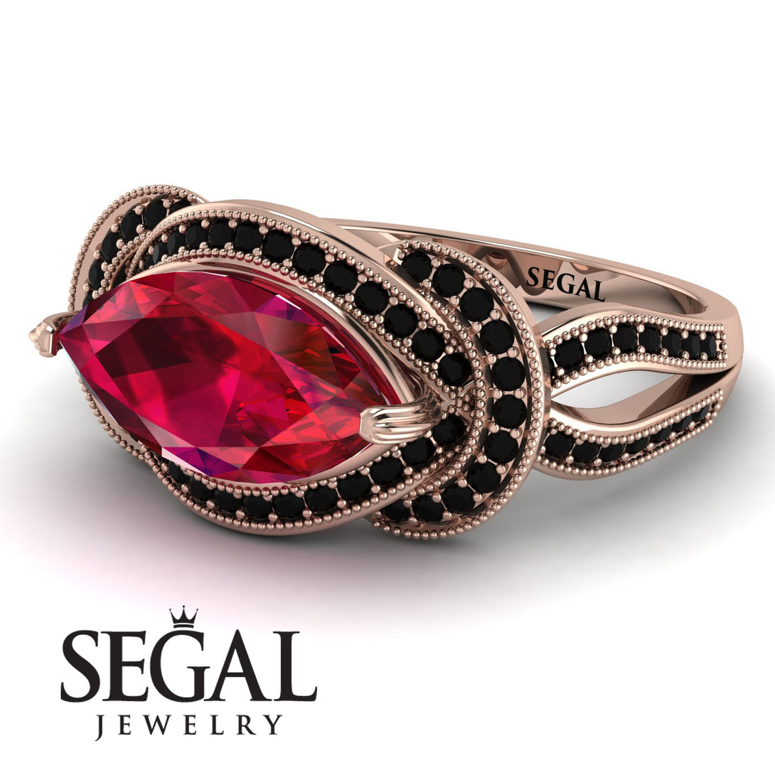 Milgrain Marquise Ruby Engagement Ring - Marley No. 41