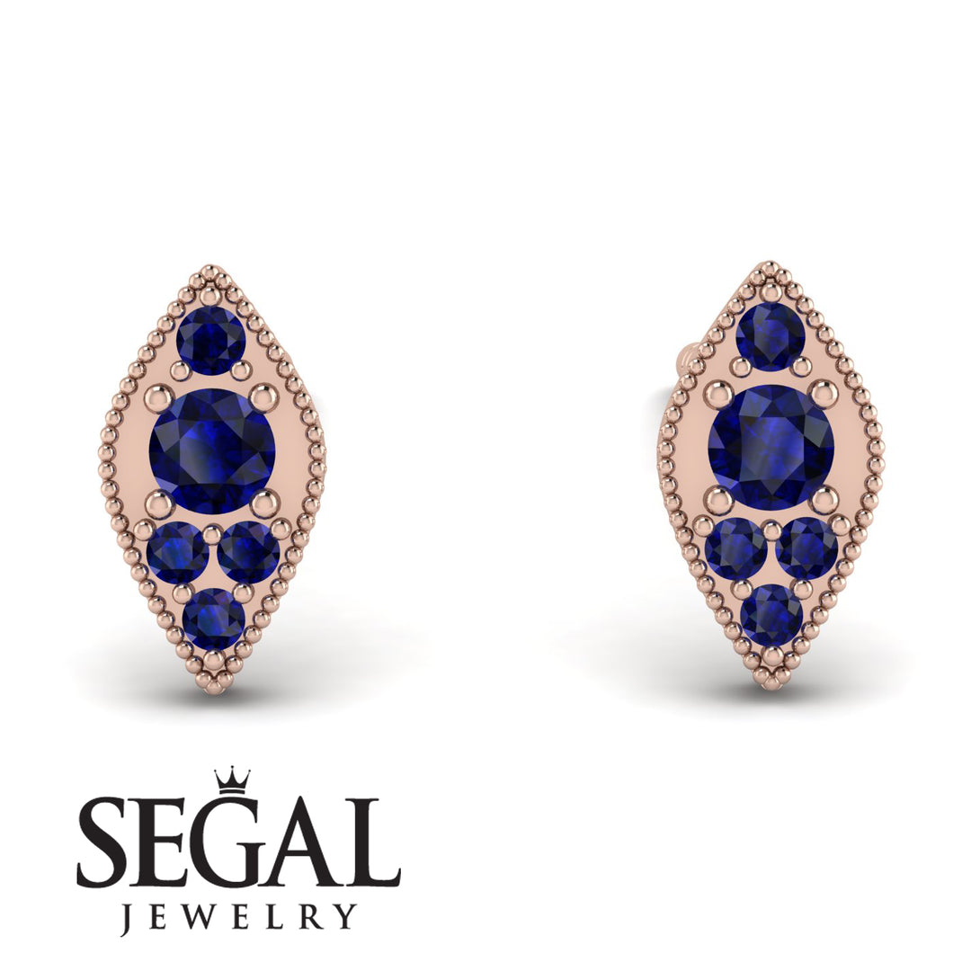 Milgrain Marquise Sapphire Earrings - Faye No. 74