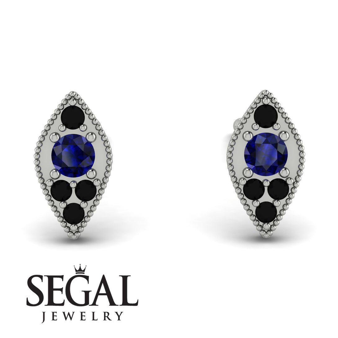 Milgrain Marquise Sapphire Earrings - Faye No. 45