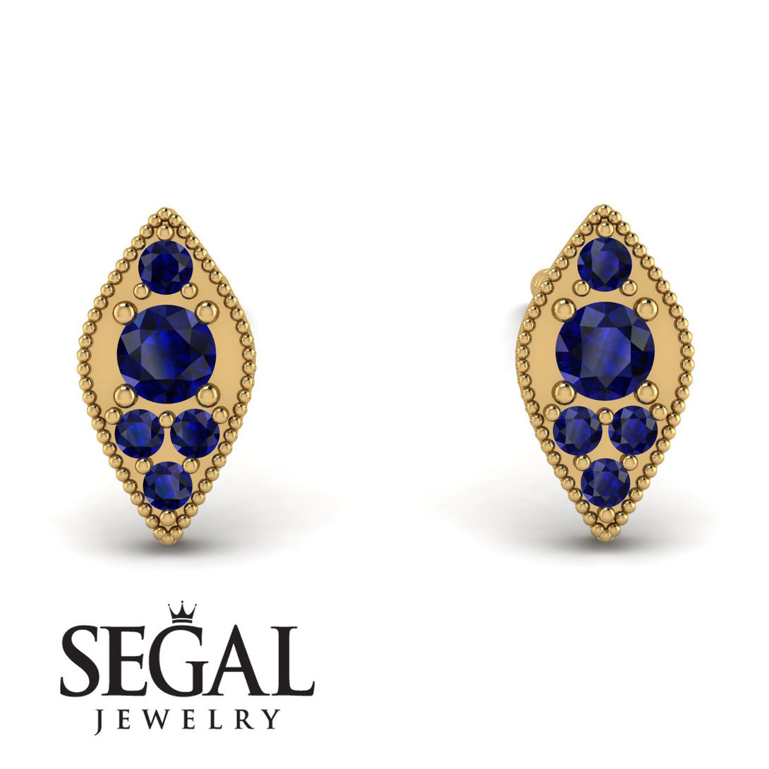 Milgrain Marquise Sapphire Earrings - Faye No. 73