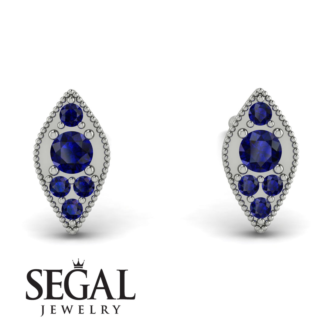 Milgrain Marquise Sapphire Earrings - Faye No. 75