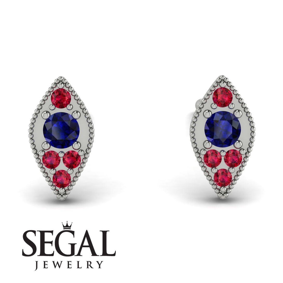 Milgrain Marquise Sapphire Earrings - Faye No. 60