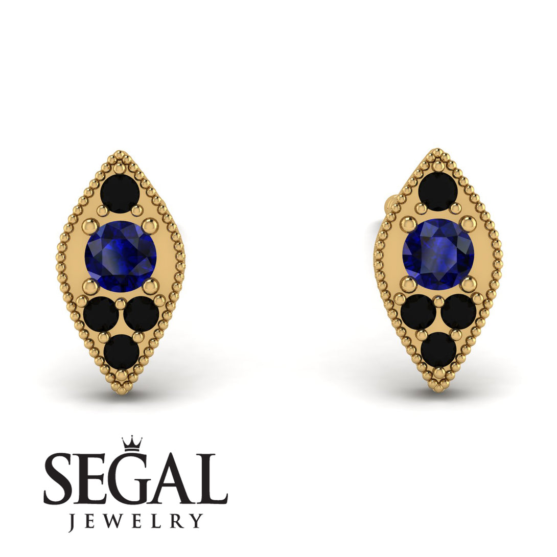 Milgrain Marquise Sapphire Earrings - Faye No. 43