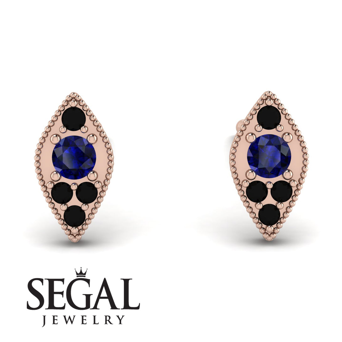 Milgrain Marquise Sapphire Earrings - Faye No. 44