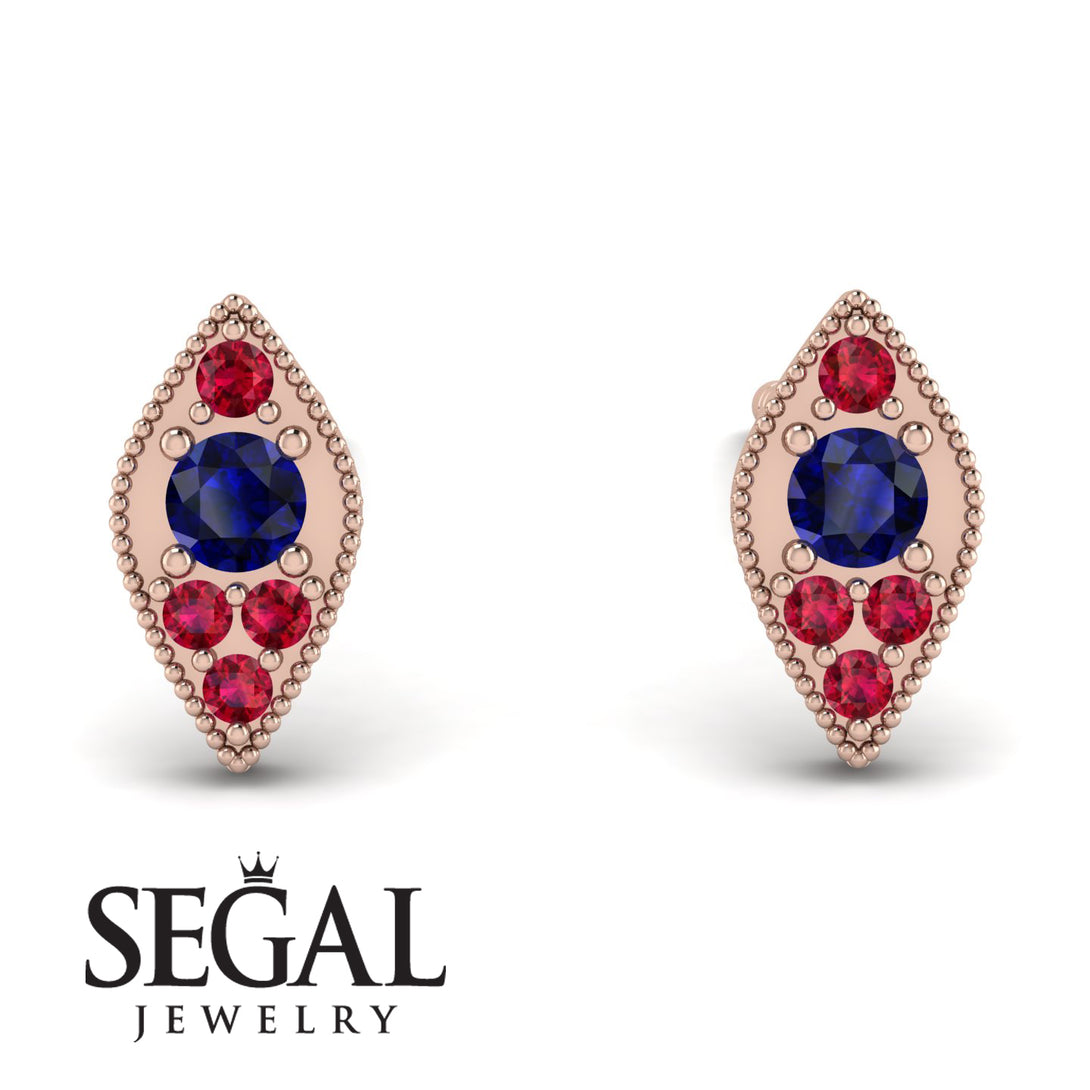 Milgrain Marquise Sapphire Earrings - Faye No. 59