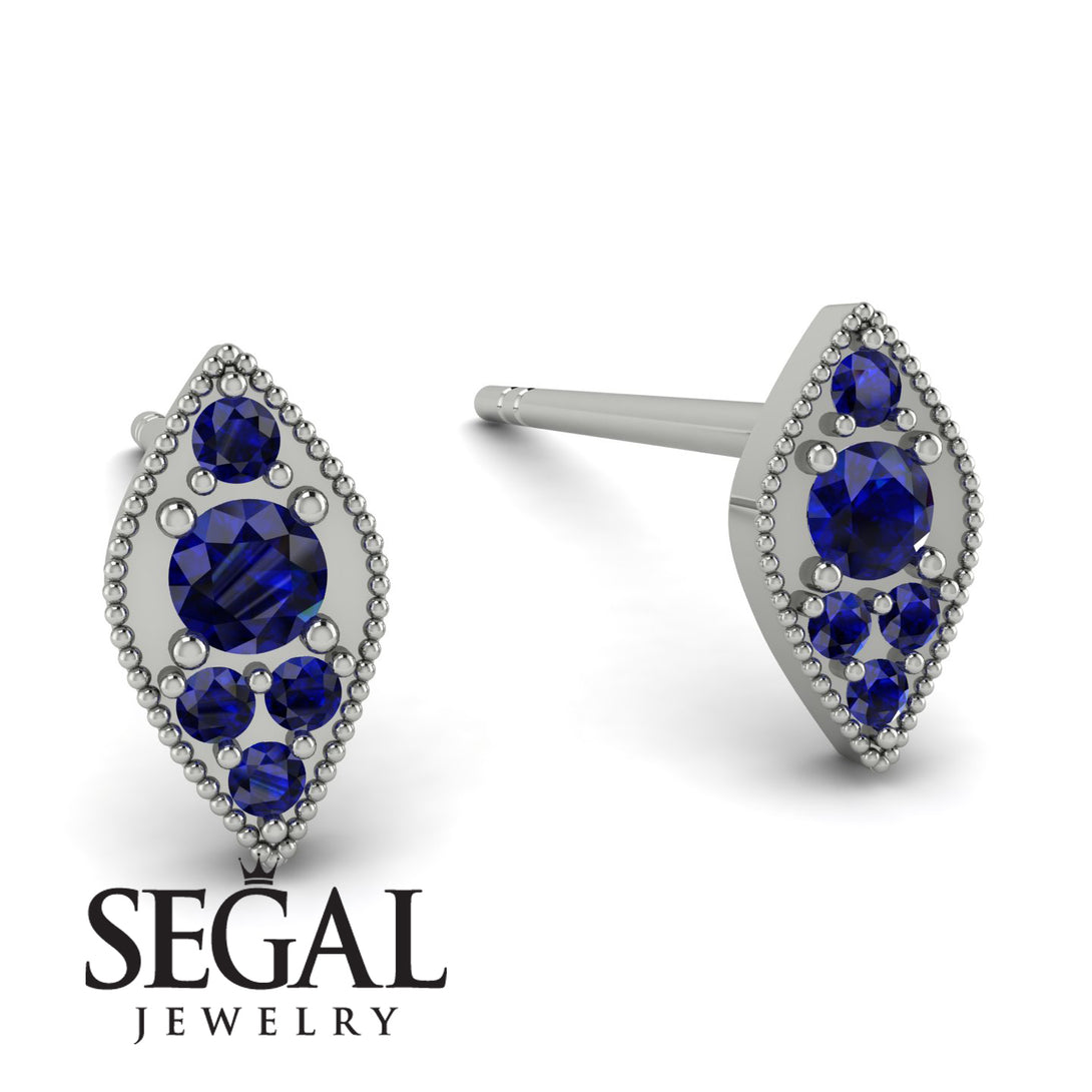 Milgrain Marquise Sapphire Earrings - Faye No. 75