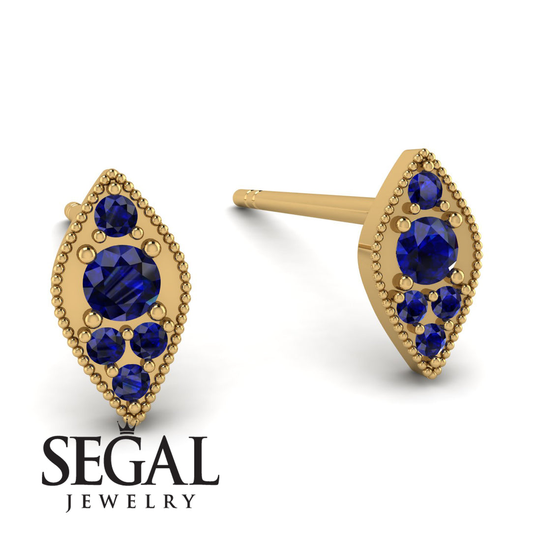 Milgrain Marquise Sapphire Earrings - Faye No. 73