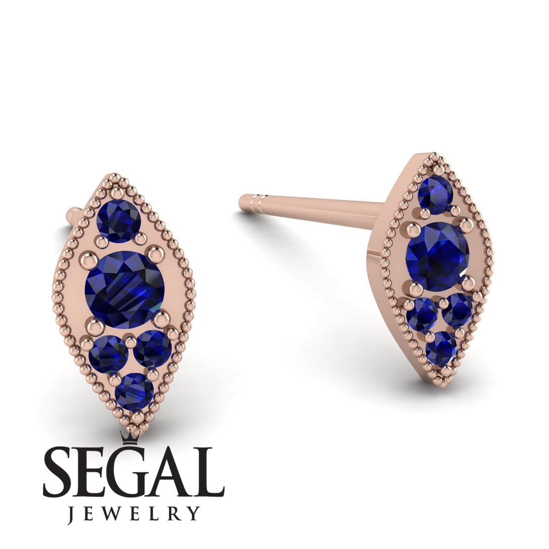 Milgrain Marquise Sapphire Earrings - Faye No. 74