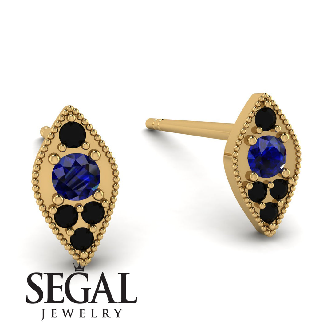 Milgrain Marquise Sapphire Earrings - Faye No. 43