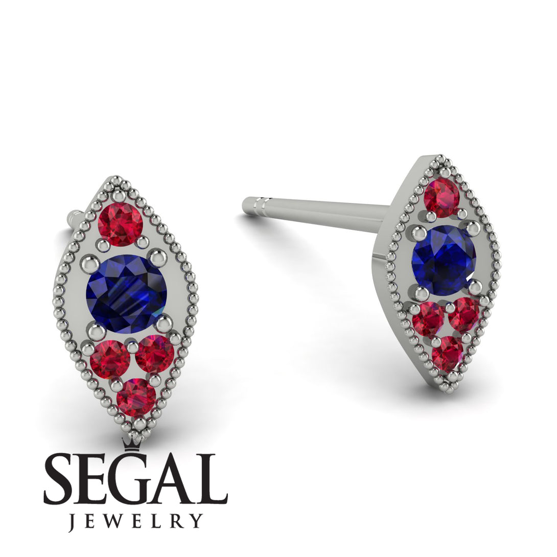 Milgrain Marquise Sapphire Earrings - Faye No. 60