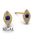 Milgrain Marquise Sapphire Earrings - Faye No. 13