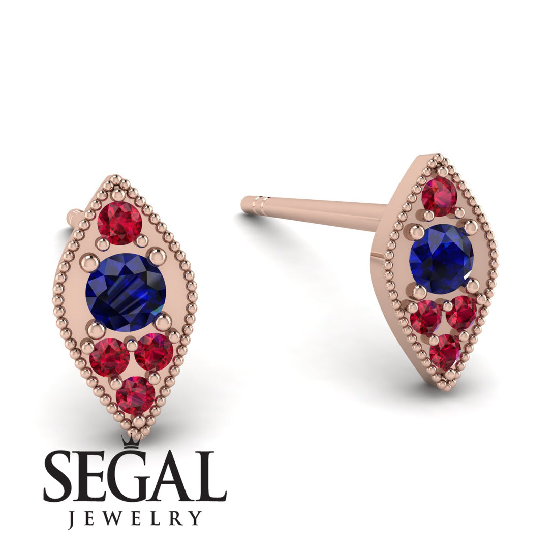 Milgrain Marquise Sapphire Earrings - Faye No. 59
