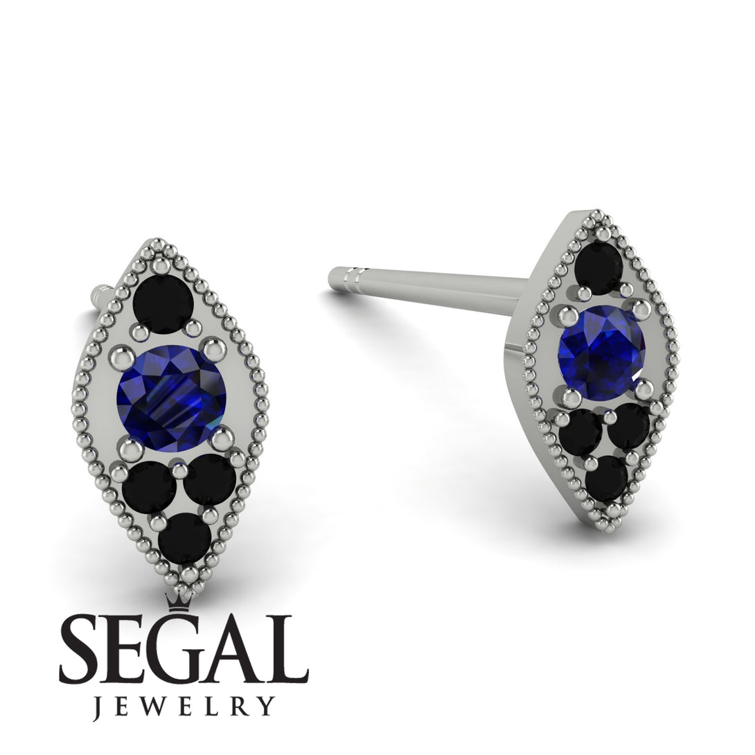Milgrain Marquise Sapphire Earrings - Faye No. 45