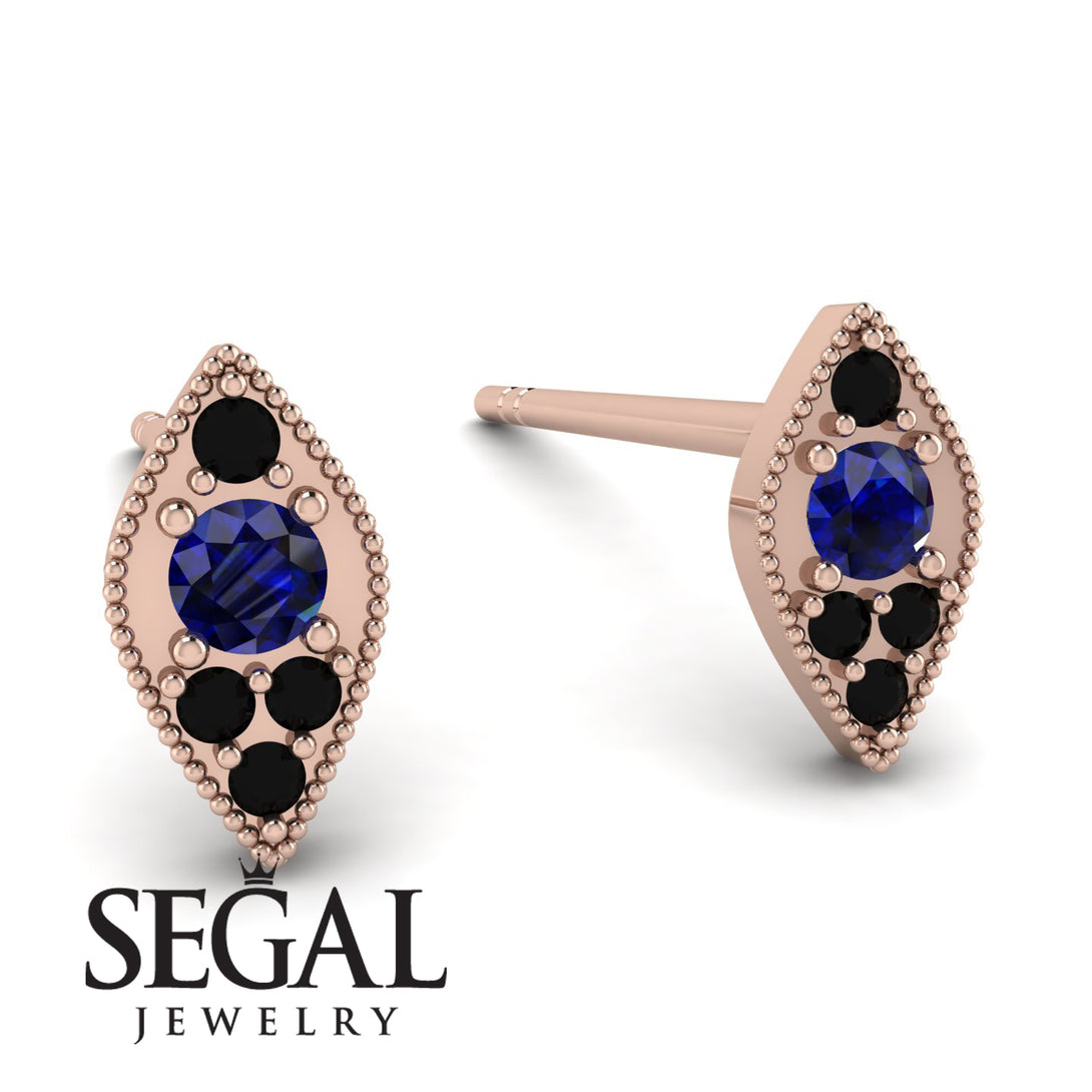 Milgrain Marquise Sapphire Earrings - Faye No. 44