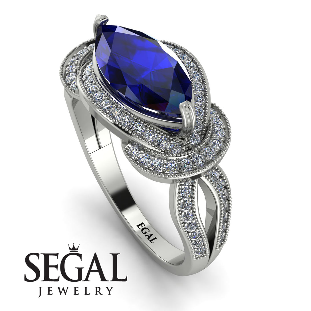 Milgrain Marquise Sapphire Engagement Ring - Marley No. 15