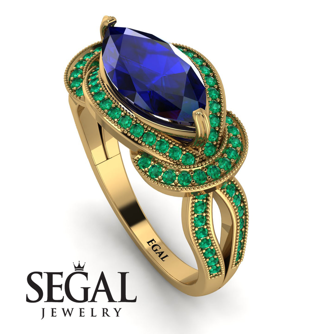 Milgrain Marquise Sapphire Engagement Ring - Marley No. 28