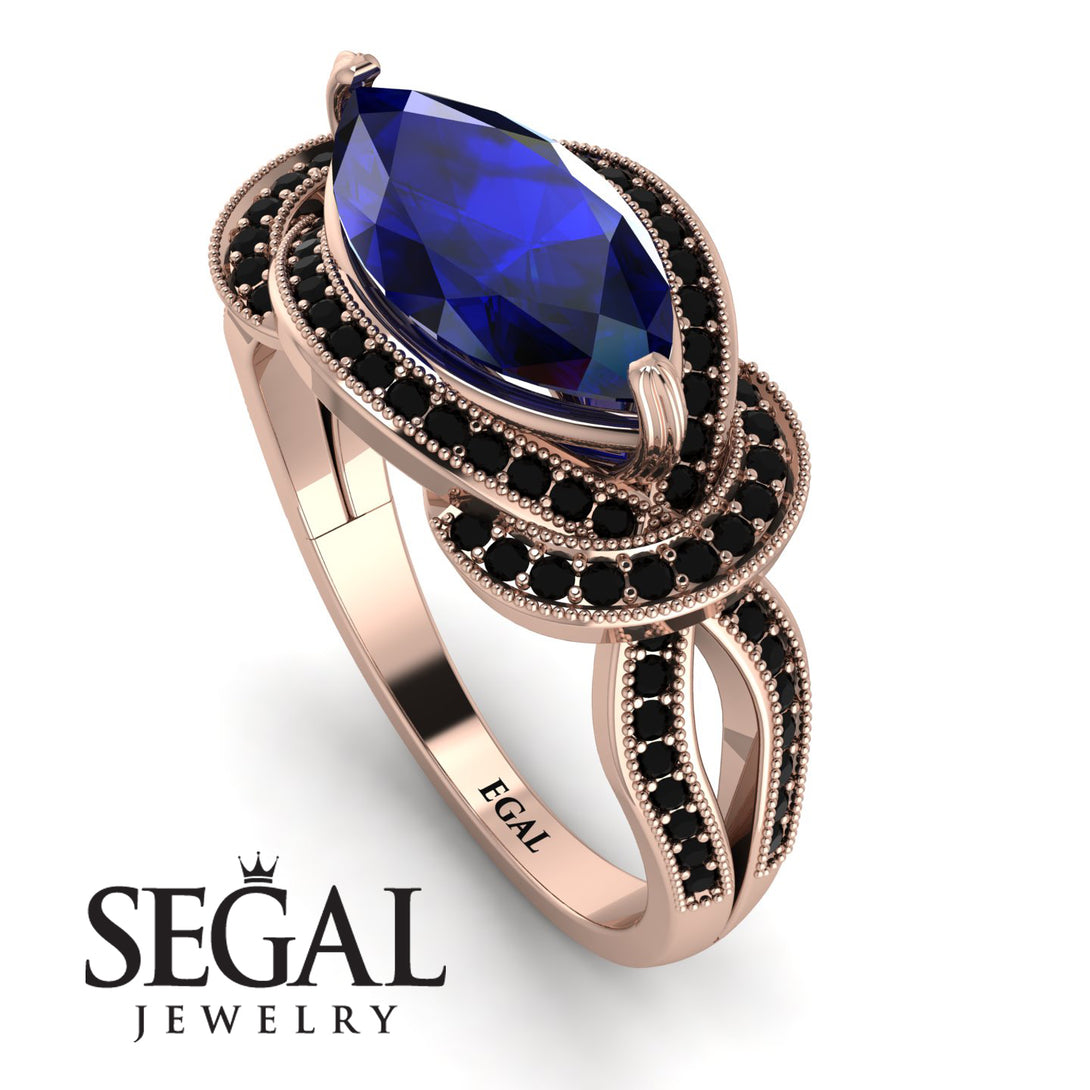 Milgrain Marquise Sapphire Engagement Ring - Marley No. 44