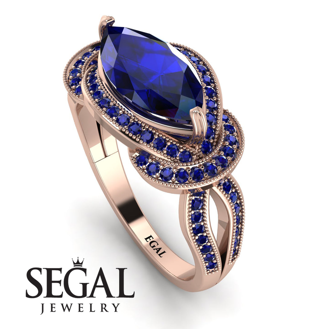Milgrain Marquise Sapphire Engagement Ring - Marley No. 74