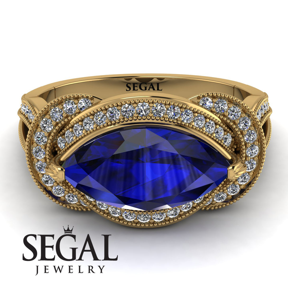 Milgrain Marquise Sapphire Engagement Ring - Marley No. 13