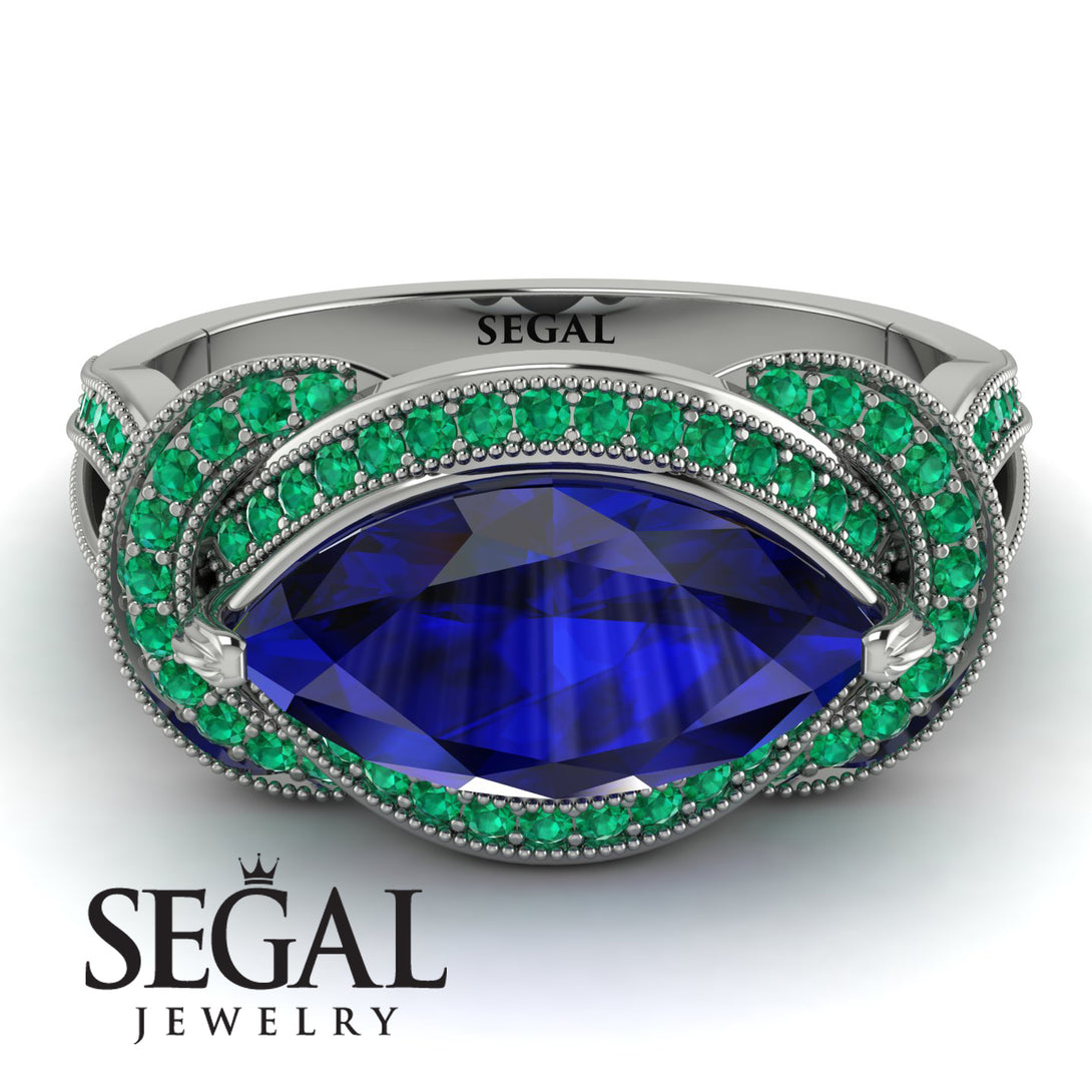 Milgrain Marquise Sapphire Engagement Ring - Marley No. 30