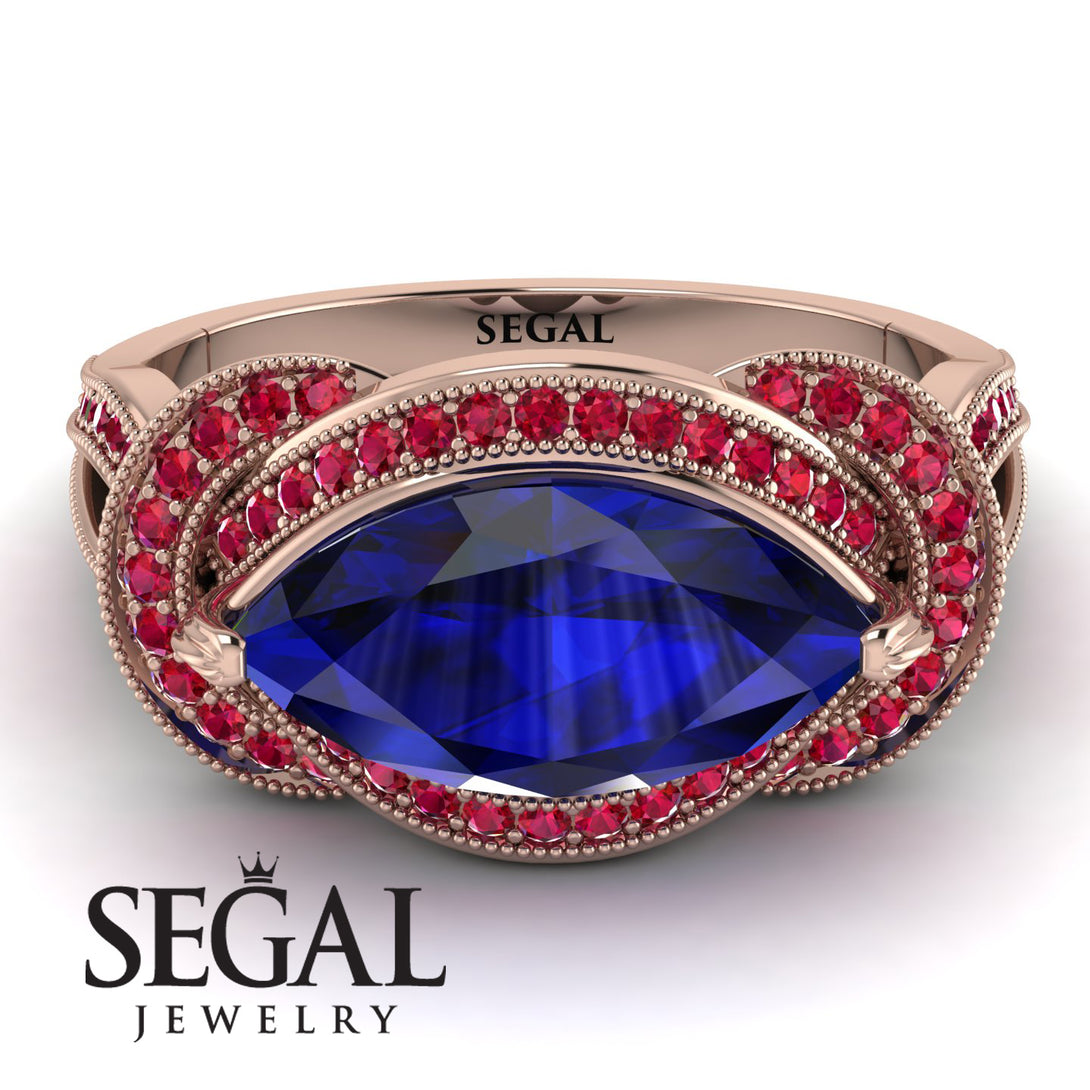 Milgrain Marquise Sapphire Engagement Ring - Marley No. 59