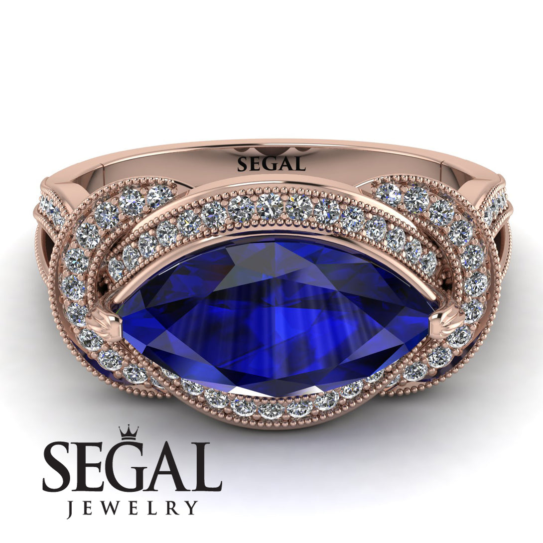Milgrain Marquise Sapphire Engagement Ring - Marley No. 14