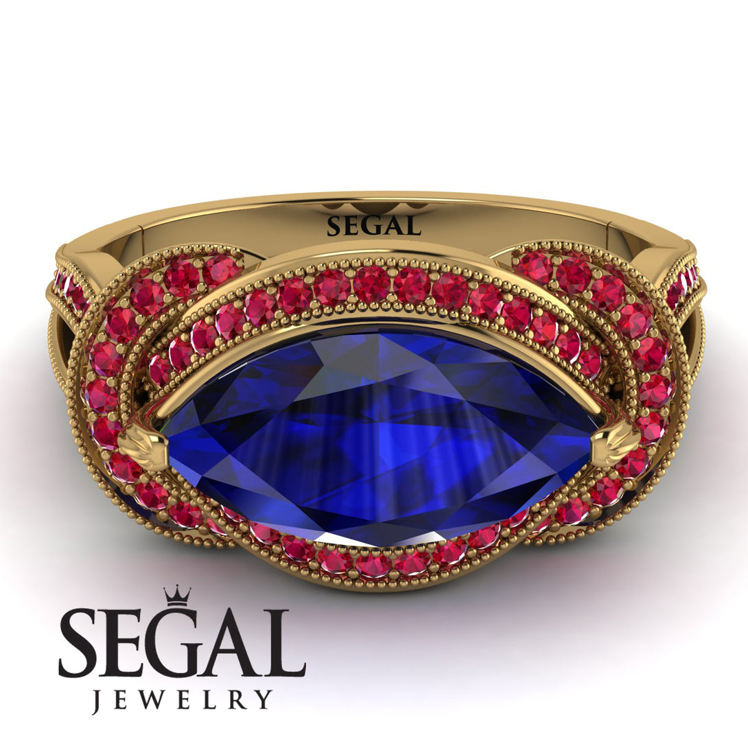 Milgrain Marquise Sapphire Engagement Ring - Marley No. 58
