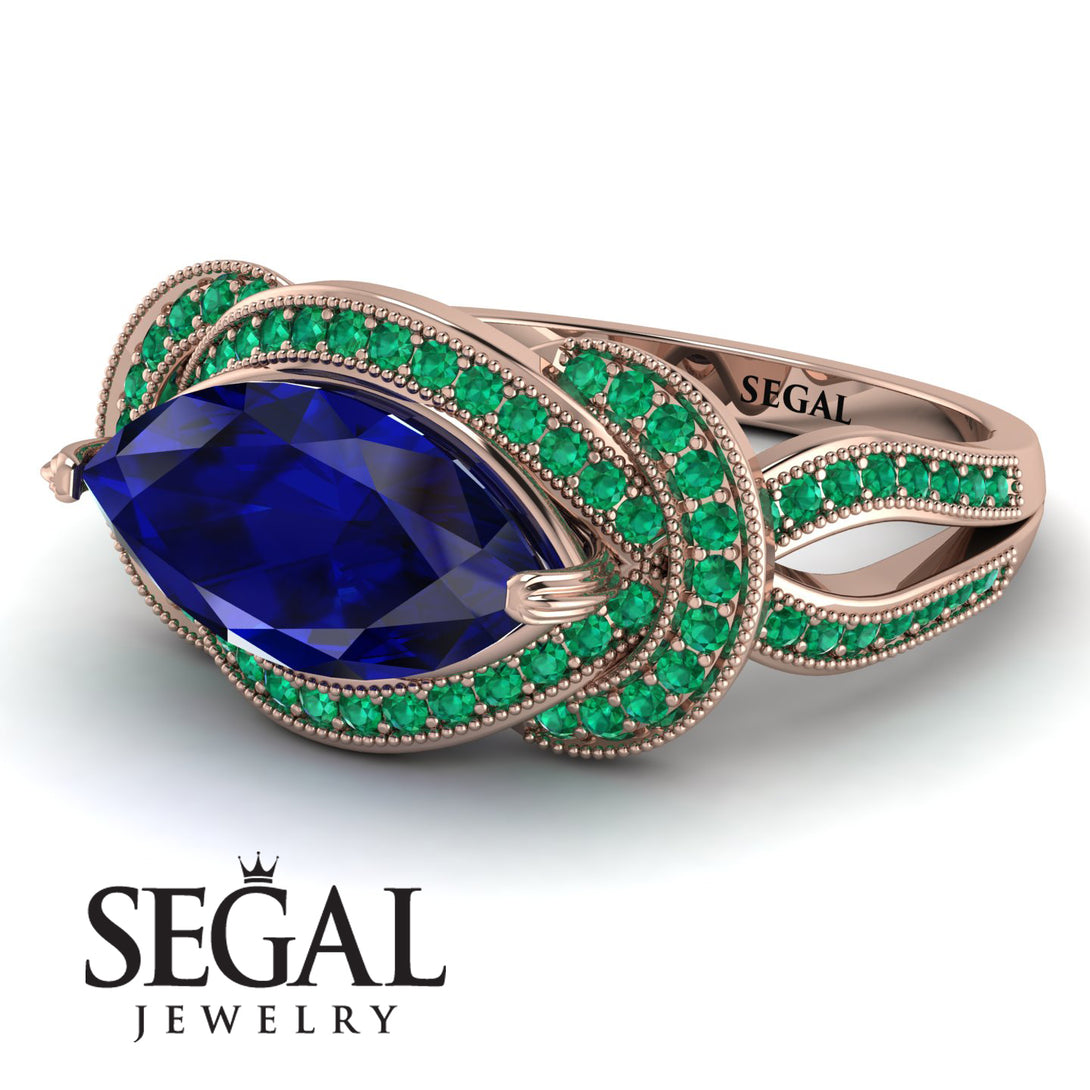 Milgrain Marquise Sapphire Engagement Ring - Marley No. 29