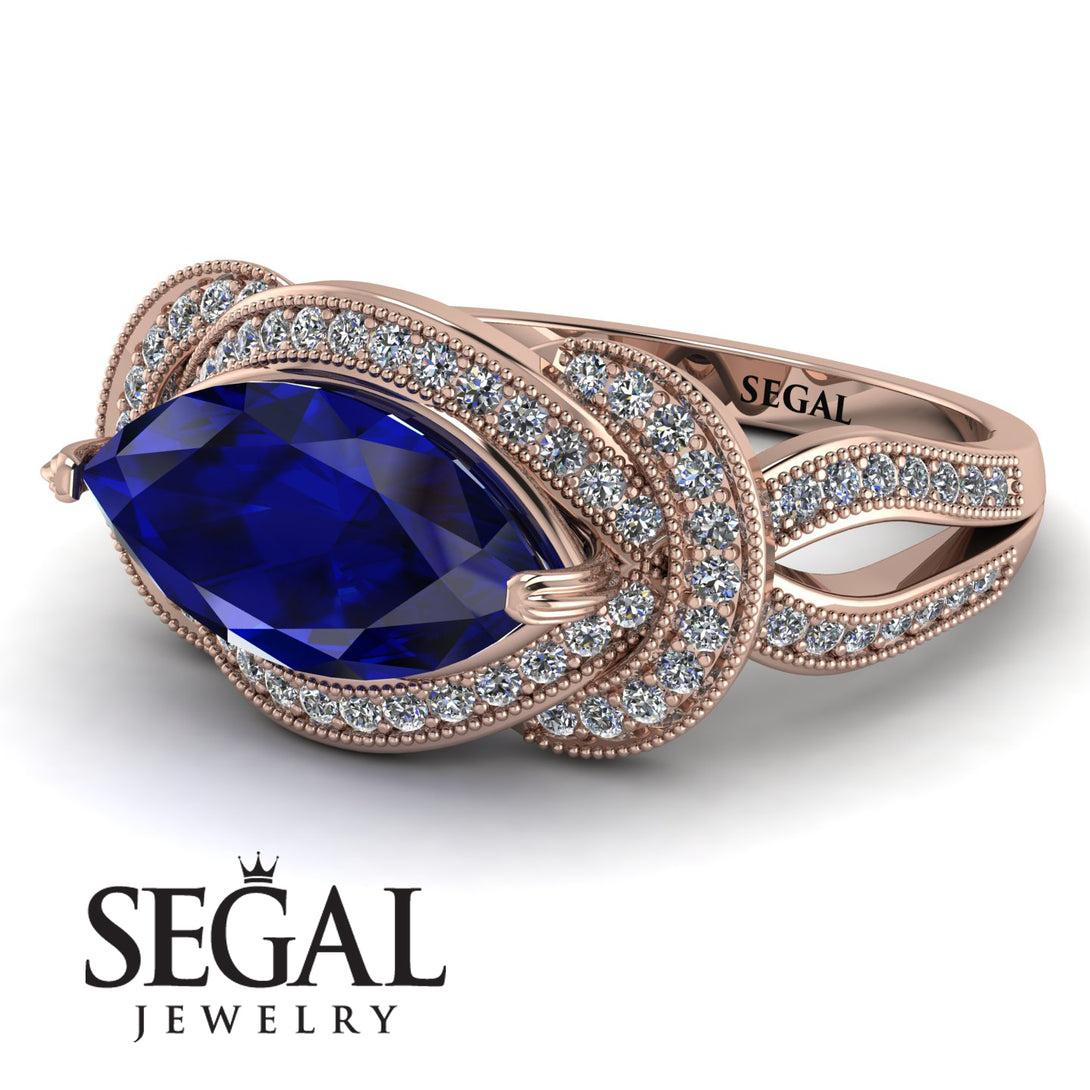 Milgrain Marquise Sapphire Engagement Ring - Marley No. 14