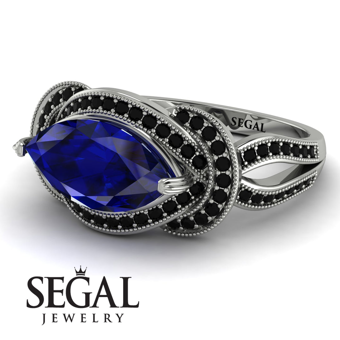 Milgrain Marquise Sapphire Engagement Ring - Marley No. 45