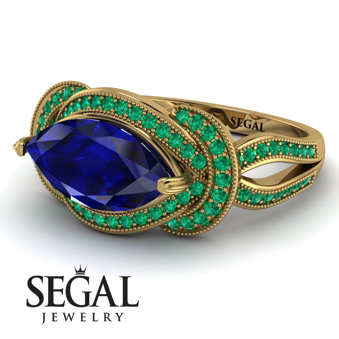 Milgrain Marquise Sapphire Engagement Ring - Marley No. 28