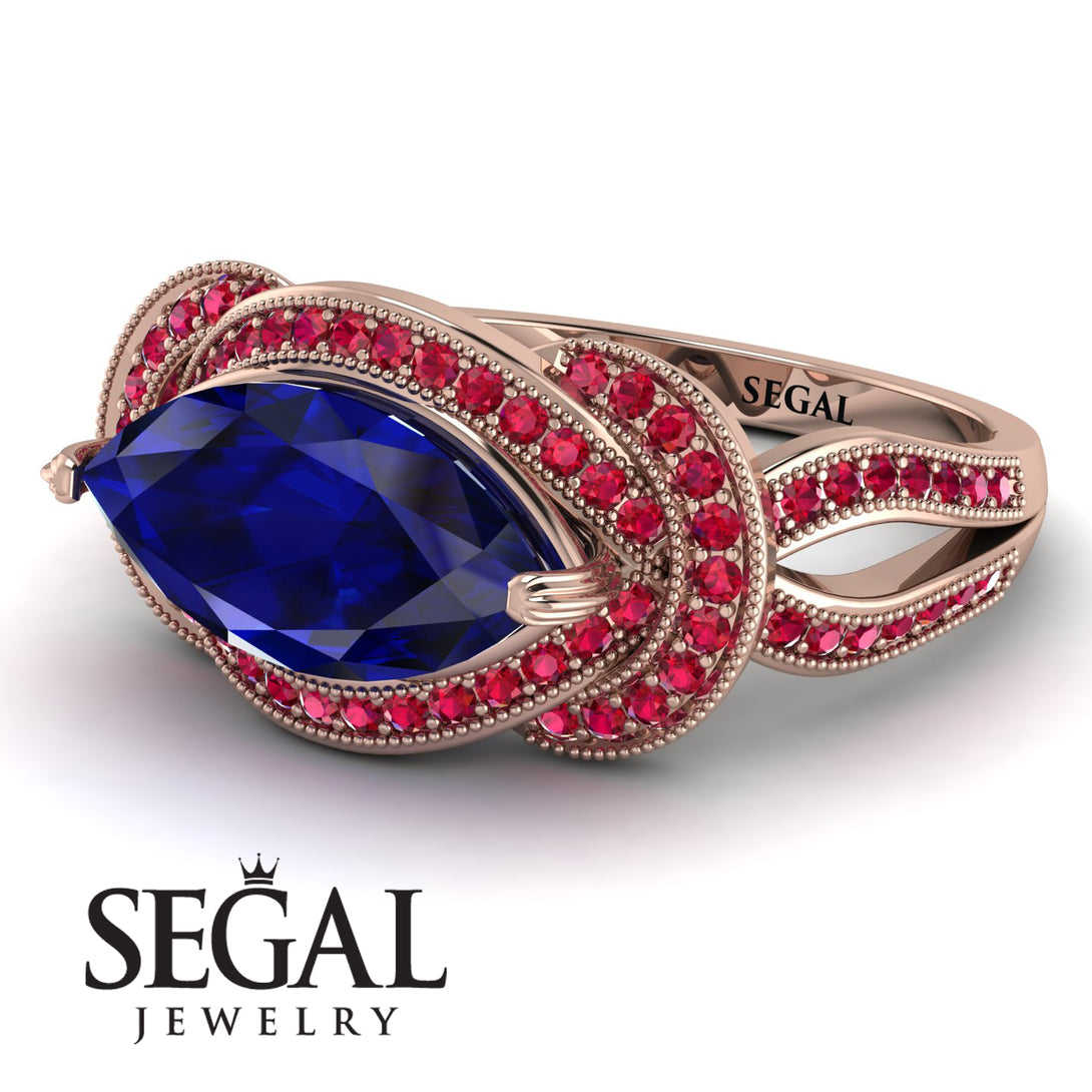 Milgrain Marquise Sapphire Engagement Ring - Marley No. 59