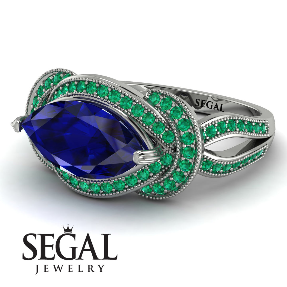 Milgrain Marquise Sapphire Engagement Ring - Marley No. 30