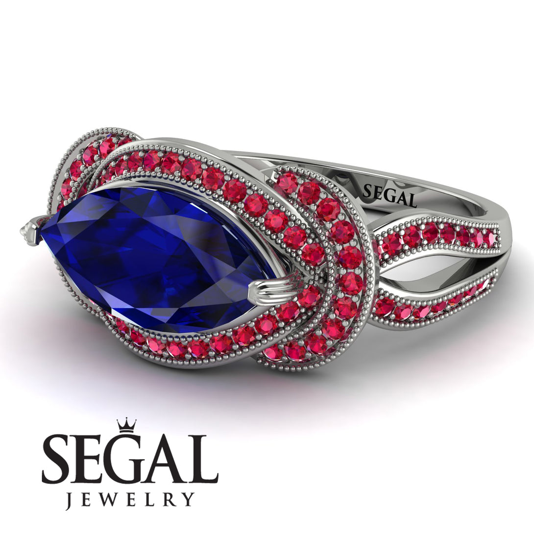 Milgrain Marquise Sapphire Engagement Ring - Marley No. 60