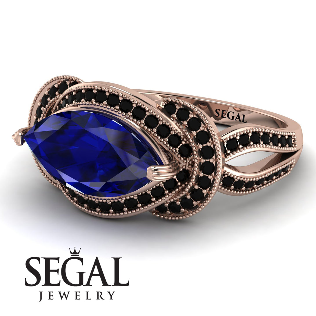 Milgrain Marquise Sapphire Engagement Ring - Marley No. 44