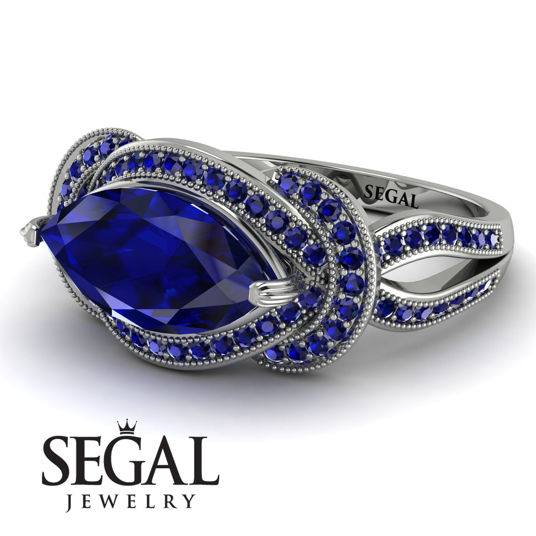Milgrain Marquise Sapphire Engagement Ring - Marley No. 75