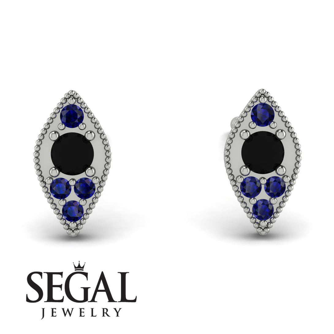 Milgrain Marquise Black Diamond Earrings - Faye No. 69