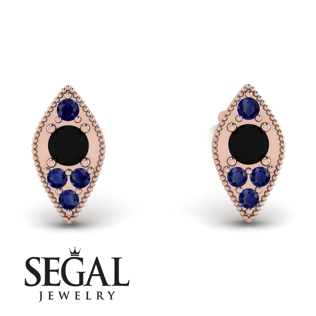 Milgrain Marquise Black Diamond Earrings - Faye No. 68