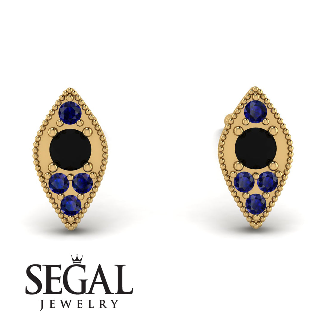 Milgrain Marquise Black Diamond Earrings - Faye No. 67