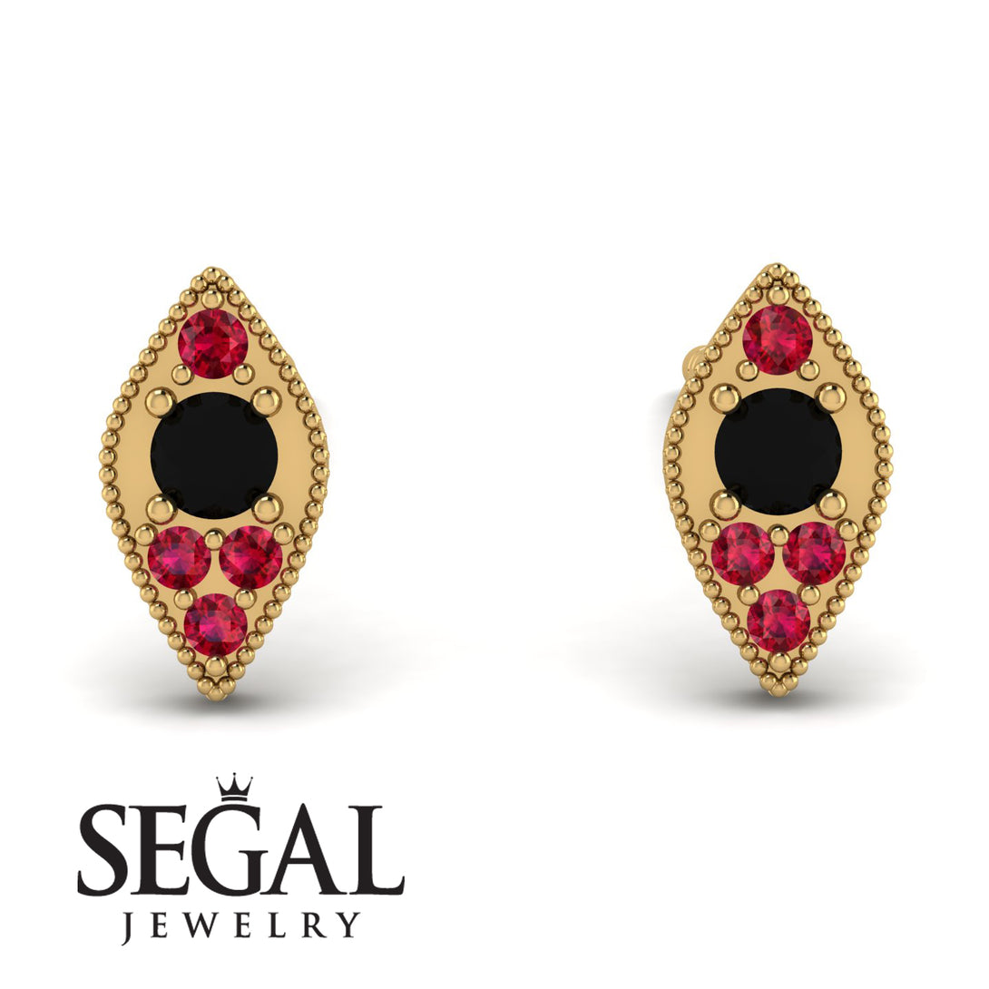 Milgrain Marquise Black Diamond Earrings - Faye No. 52