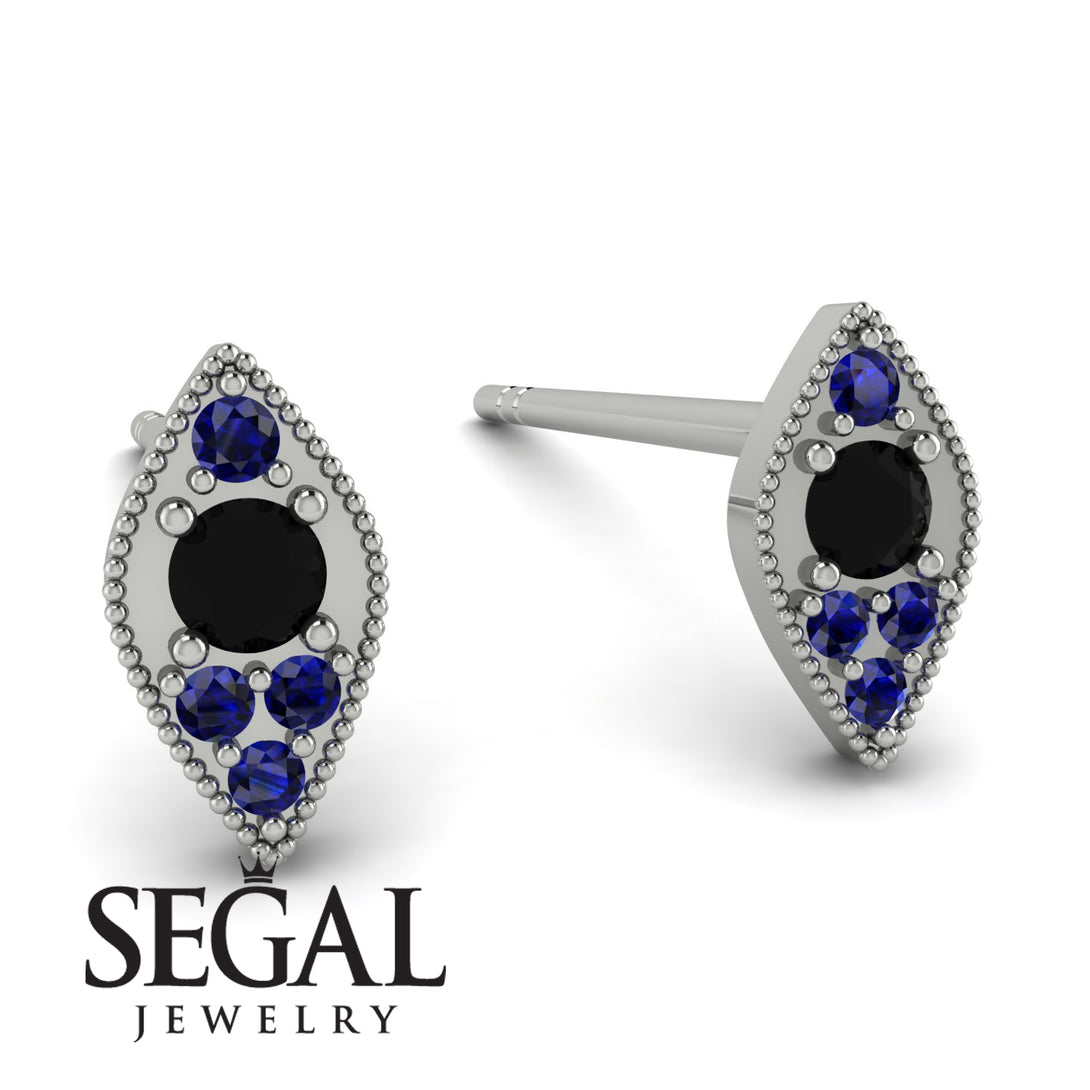 Milgrain Marquise Black Diamond Earrings - Faye No. 69