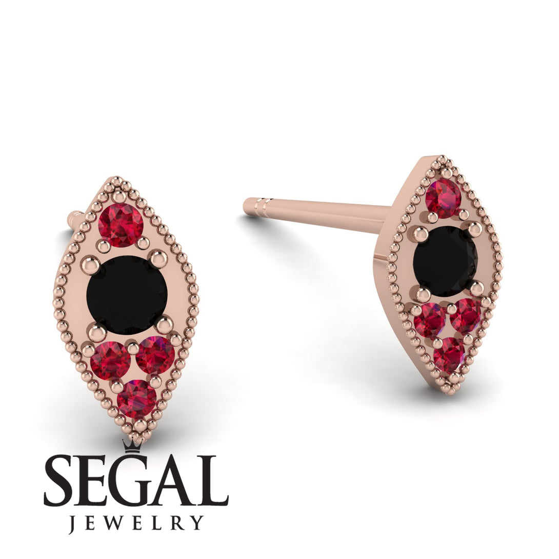 Milgrain Marquise Black Diamond Earrings - Faye No. 53