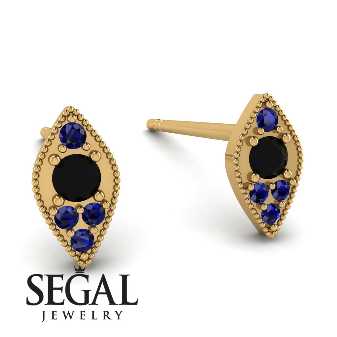Milgrain Marquise Black Diamond Earrings - Faye No. 67